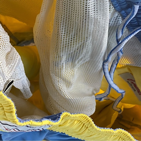 Daniel Cremieux Swim Trunks Men XL Yellow Blue Sharks Drawstring Mesh Brief 16” - Picture 5 of 11